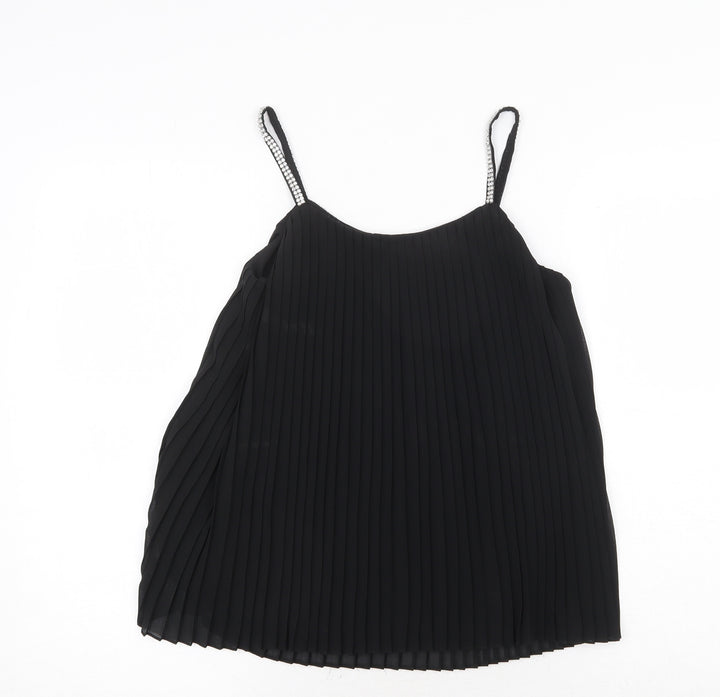 Quiz Womens Black Polyester Basic Tank Size 6 Round Neck
