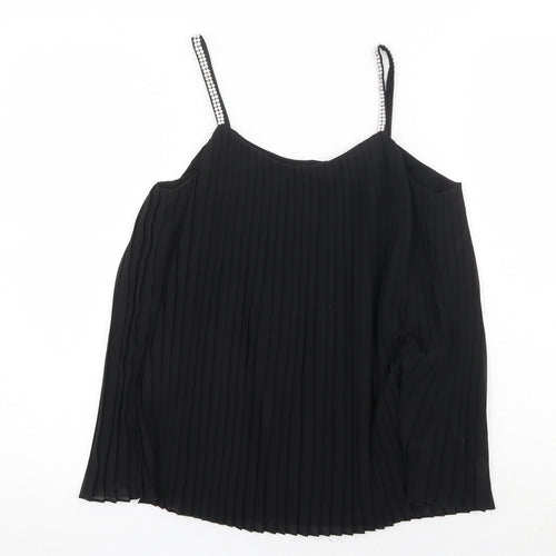Quiz Womens Black Polyester Basic Tank Size 6 Round Neck