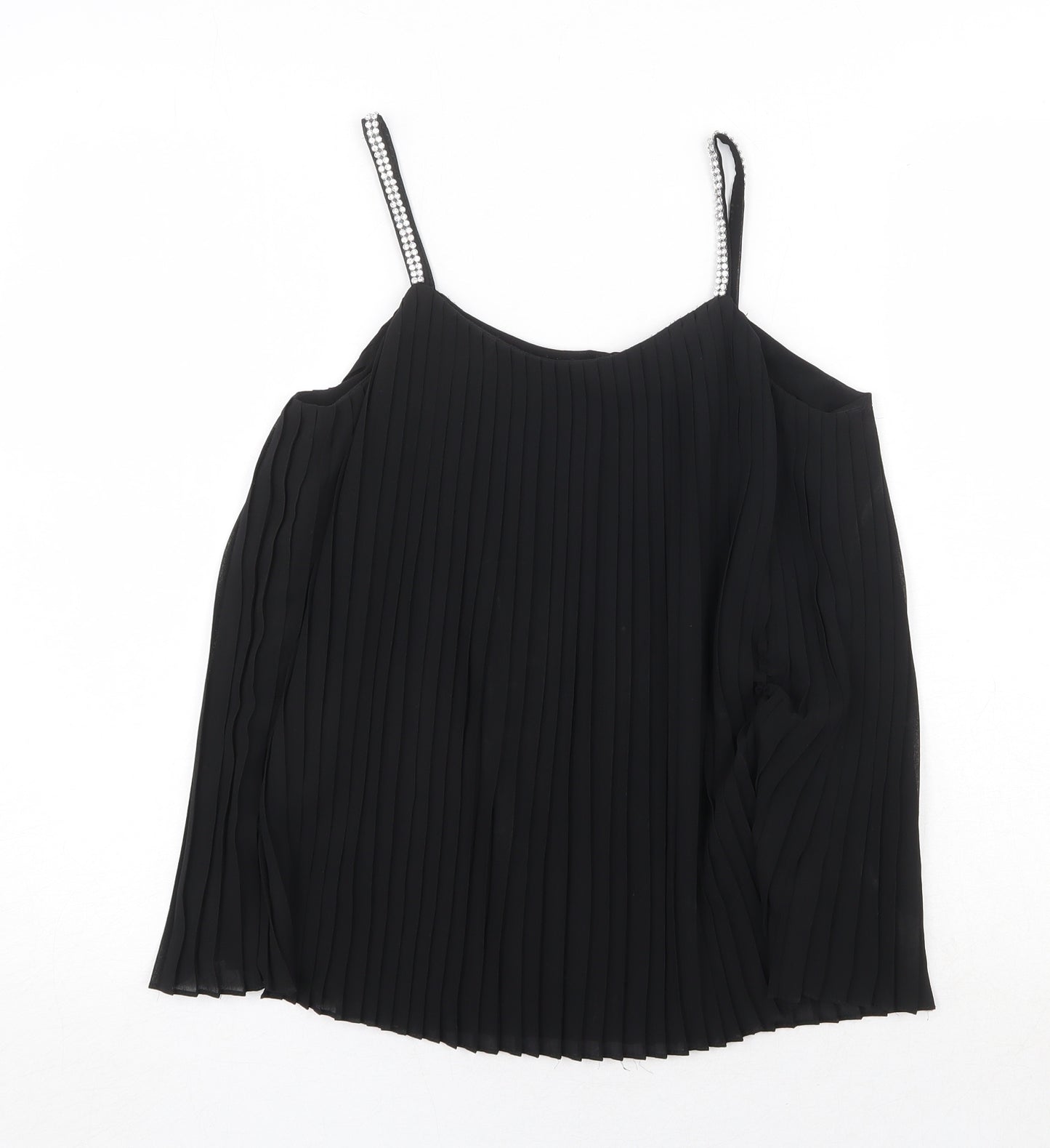 Quiz Womens Black Polyester Basic Tank Size 6 Round Neck