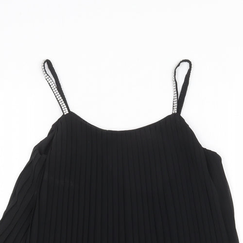 Quiz Womens Black Polyester Basic Tank Size 6 Round Neck