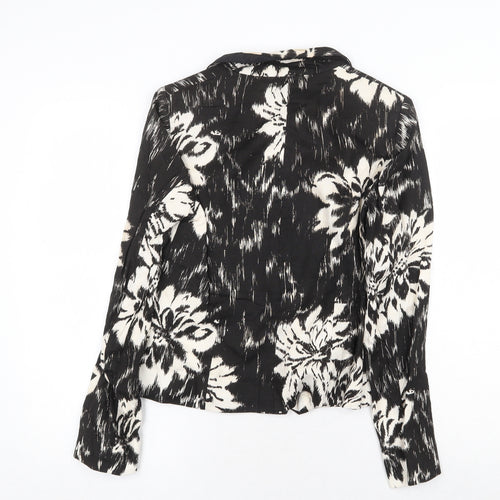 Planet Womens Black Geometric Jacket Blazer Size 8 Button