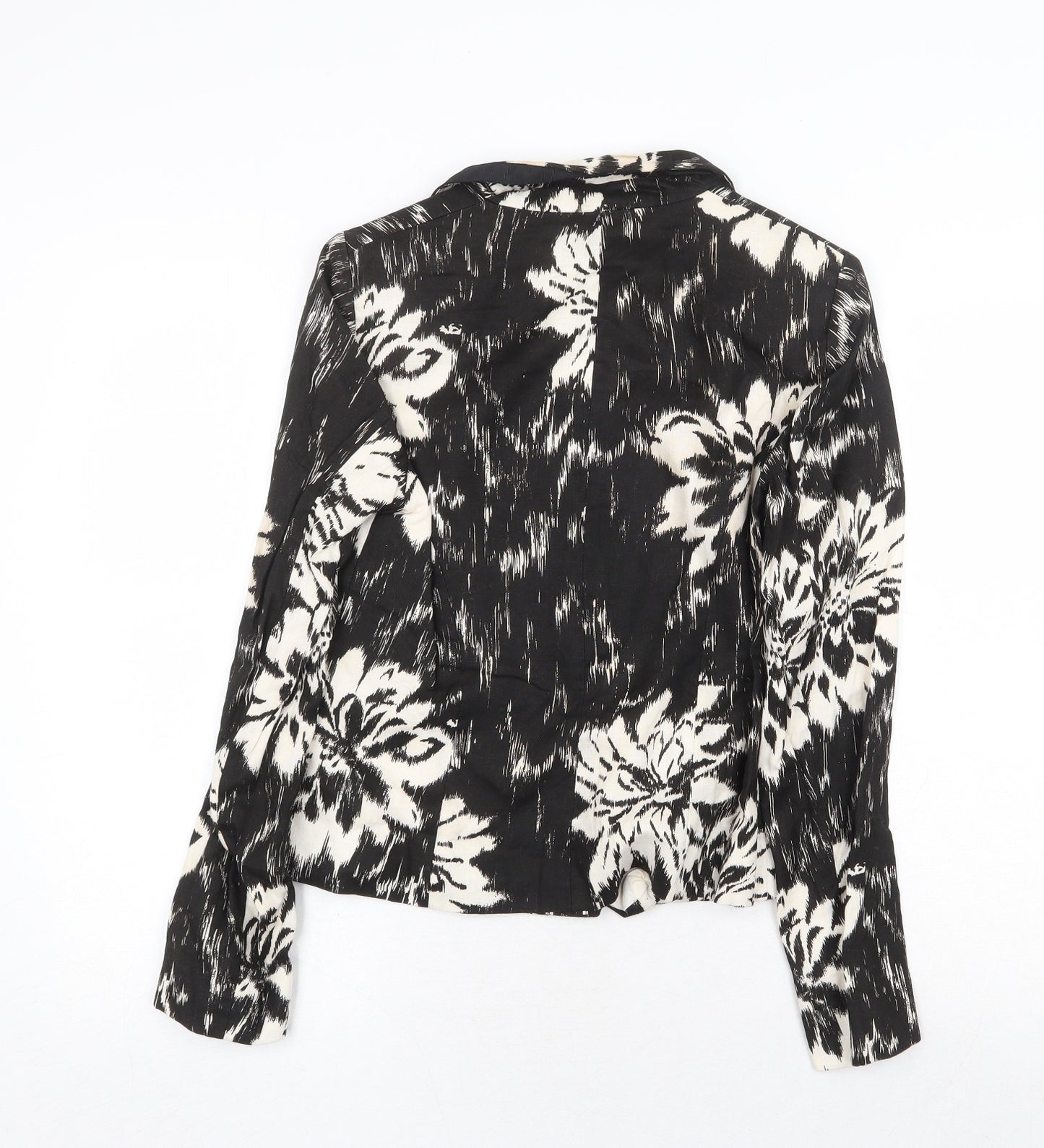 Planet Womens Black Geometric Jacket Blazer Size 8 Button