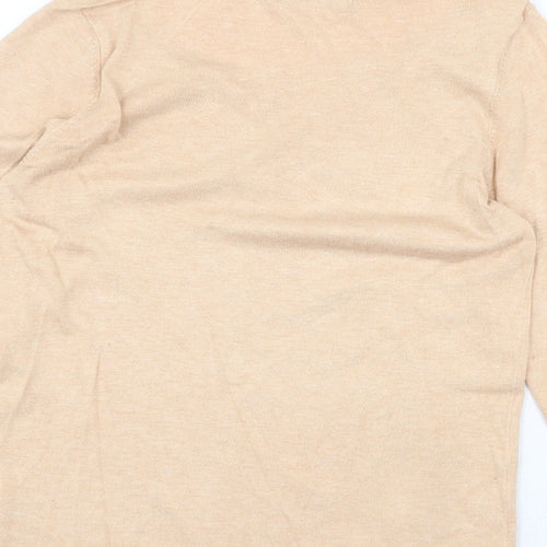Marks and Spencer Womens Beige Round Neck Viscose Pullover Jumper Size 10 - Lace Detail