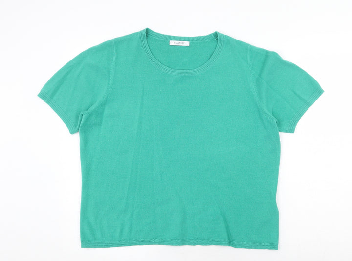 Marks and Spencer Womens Green Round Neck Acrylic Pullover Jumper Size 18