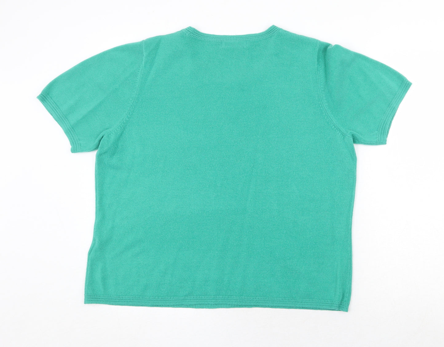 Marks and Spencer Womens Green Round Neck Acrylic Pullover Jumper Size 18