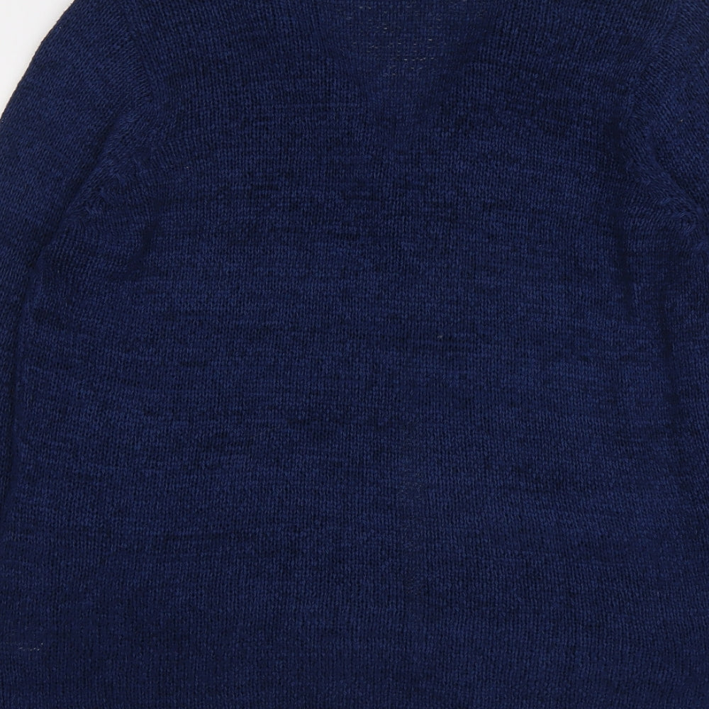 Bonmarché Womens Blue Collared Acrylic Cardigan Jumper Size L