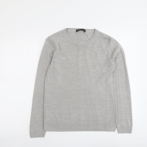 Marks and Spencer Womens Grey Round Neck Acrylic Pullover Jumper Size 10