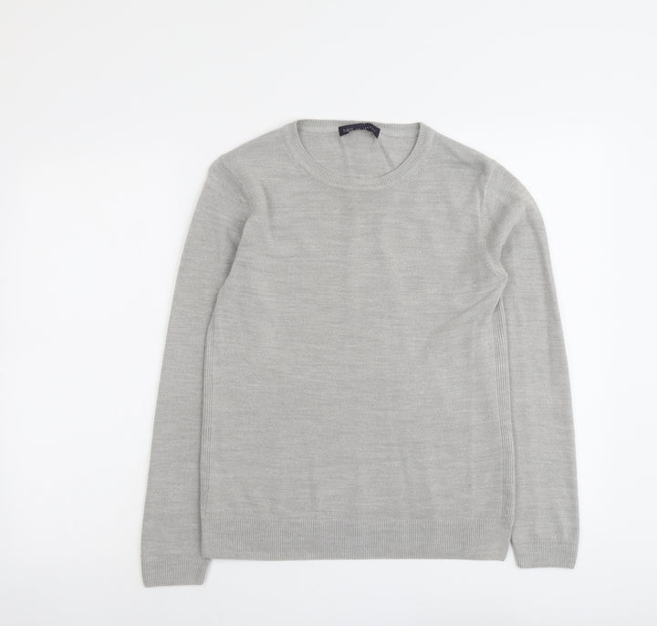 Marks and Spencer Womens Grey Round Neck Acrylic Pullover Jumper Size 10