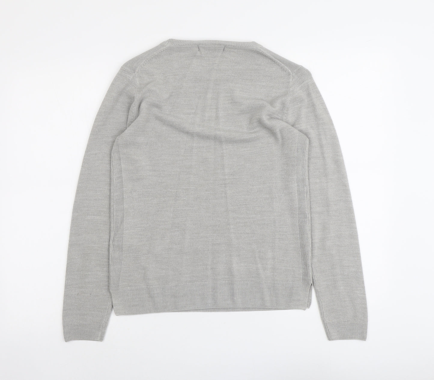 Marks and Spencer Womens Grey Round Neck Acrylic Pullover Jumper Size 10