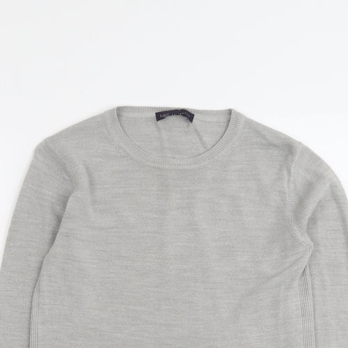 Marks and Spencer Womens Grey Round Neck Acrylic Pullover Jumper Size 10
