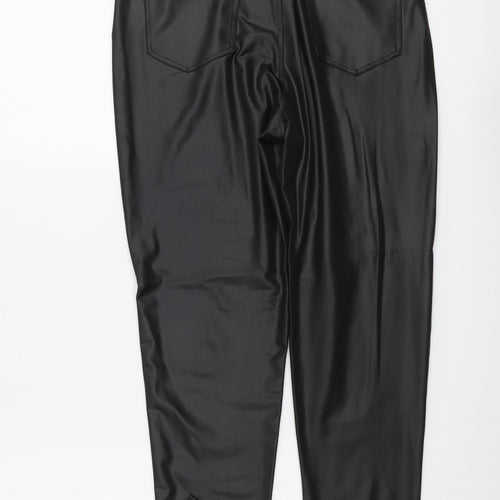 CBR Womens Black Cotton Trousers Size M L26 in Regular Button - Faux Leather