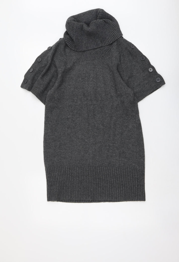Warehouse Womens Grey Roll Neck Viscose Pullover Jumper Size 12