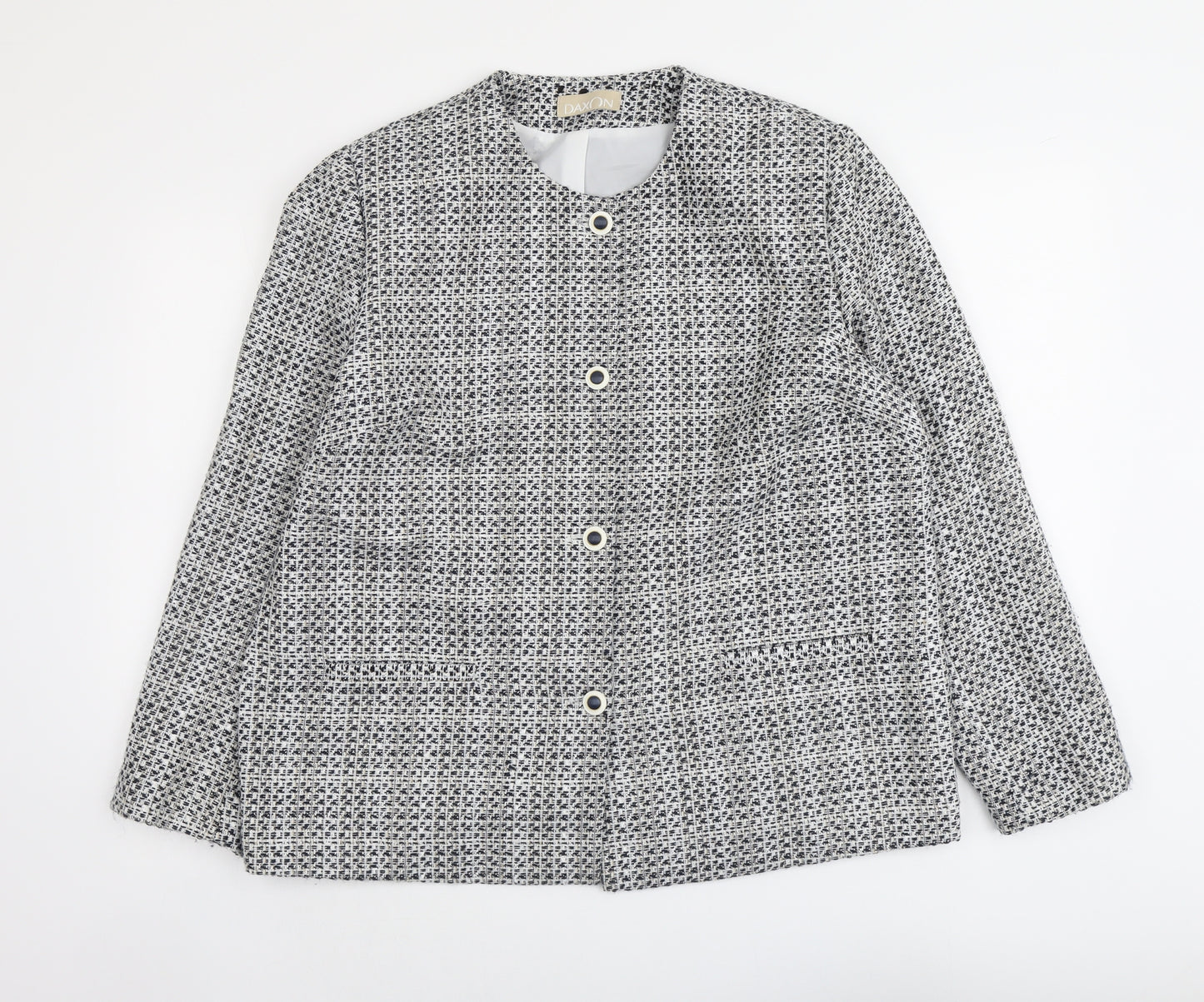 Daxon Womens Blue Geometric Jacket Size 18 Button