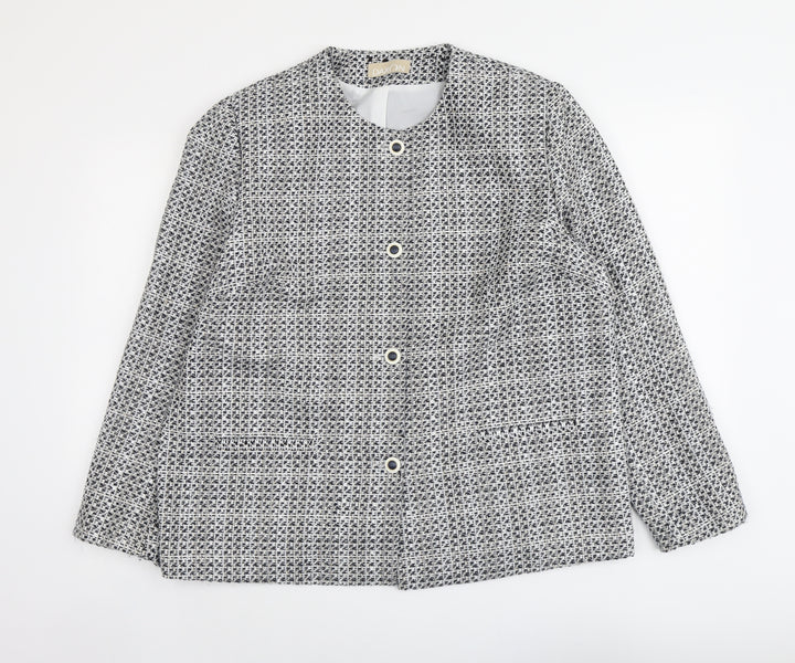 Daxon Womens Blue Geometric Jacket Size 18 Button