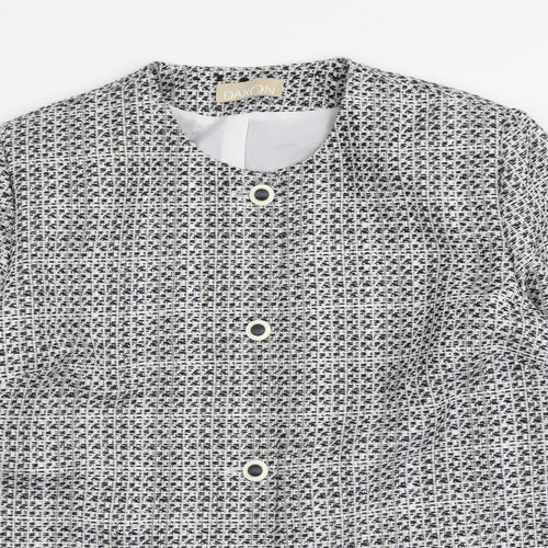 Daxon Womens Blue Geometric Jacket Size 18 Button