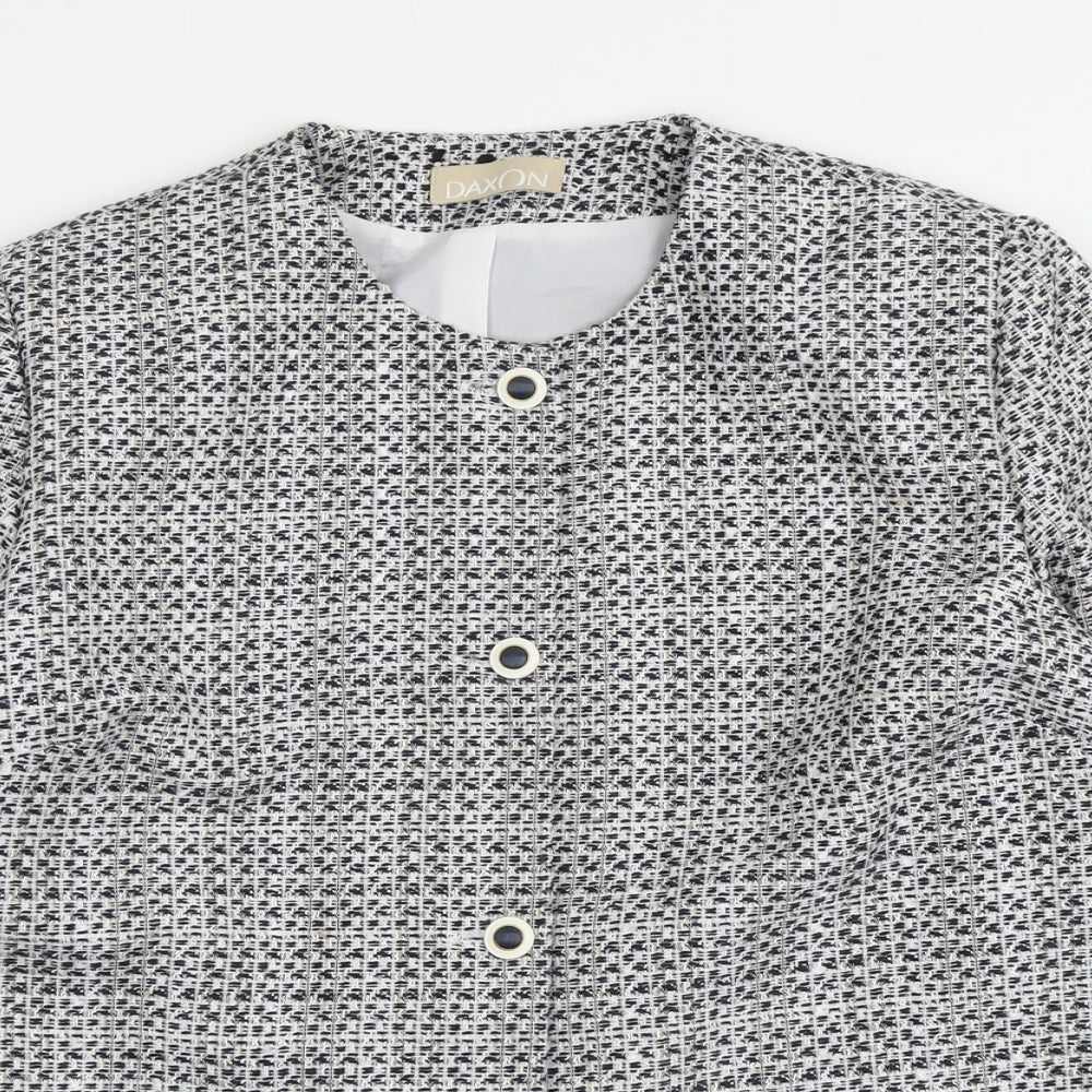 Daxon Womens Blue Geometric Jacket Size 18 Button