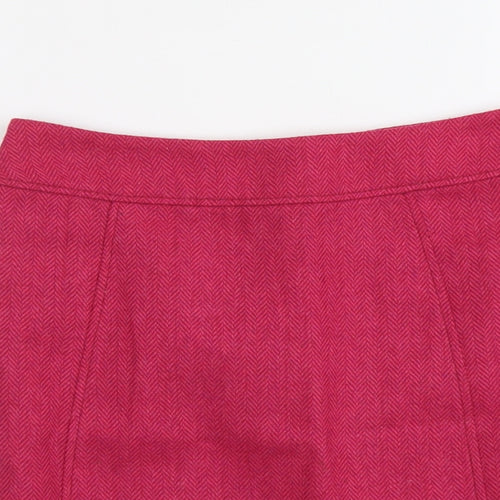 H&M Womens Pink Polyester A-Line Skirt Size S Snap