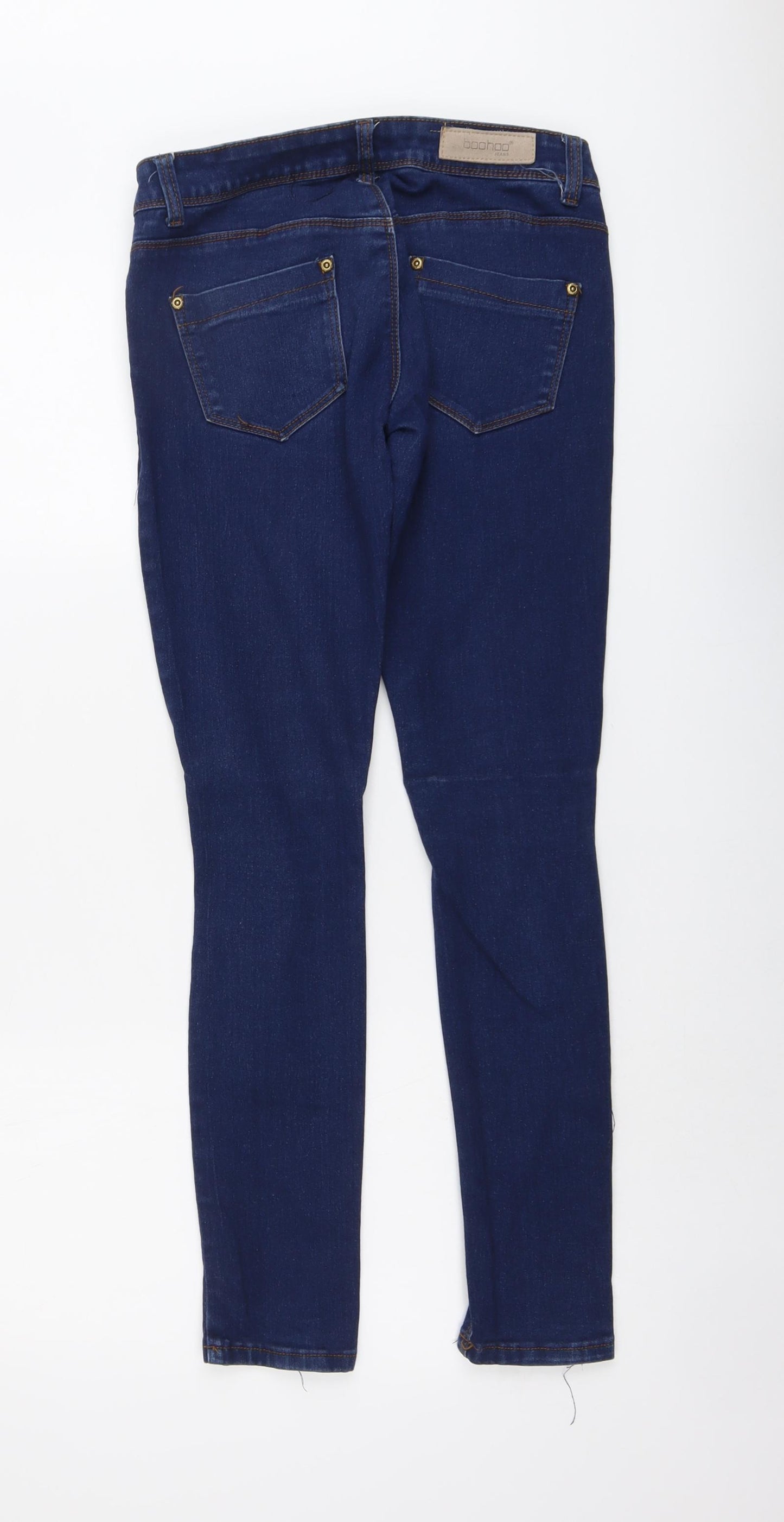 Boohoo Womens Blue Cotton Straight Jeans Size 8 L29 in Regular Button