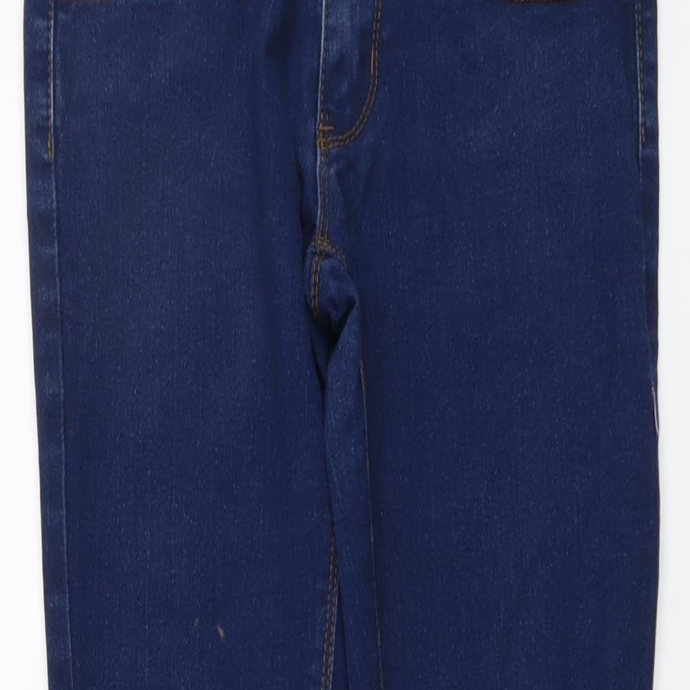 Boohoo Womens Blue Cotton Straight Jeans Size 8 L29 in Regular Button