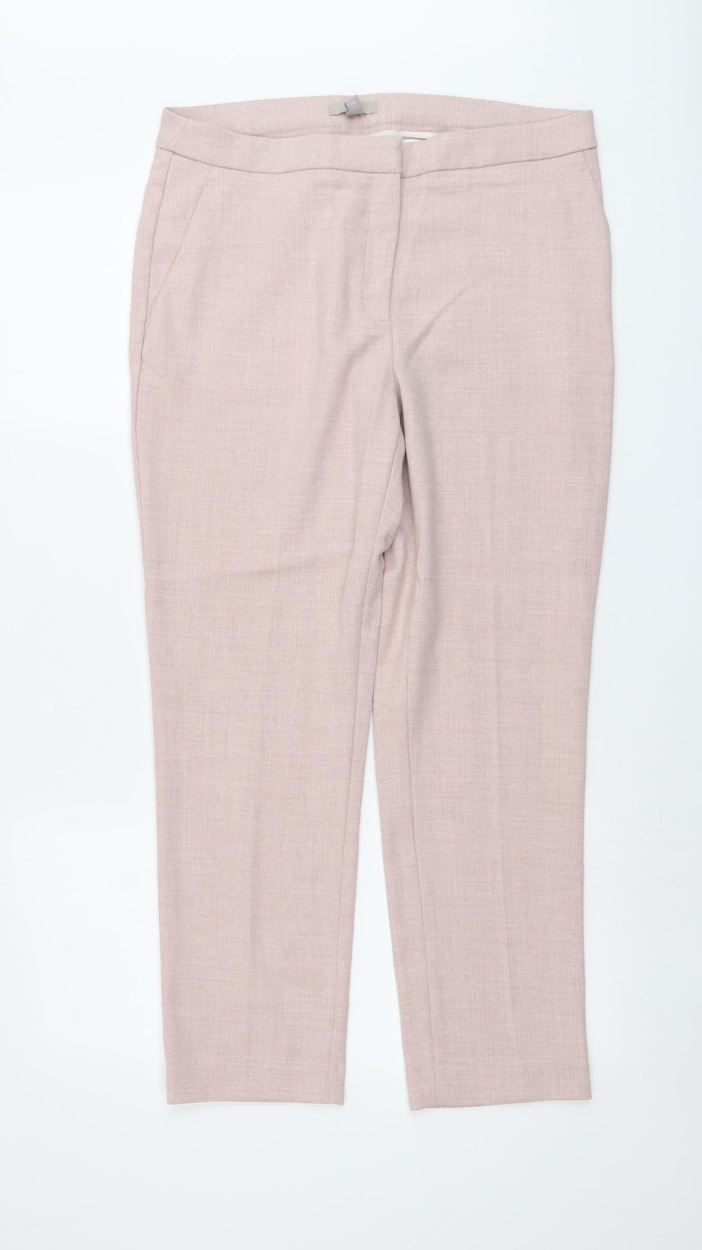 H&M Womens Pink Polyester Chino Trousers Size 14 L27 in Regular Button