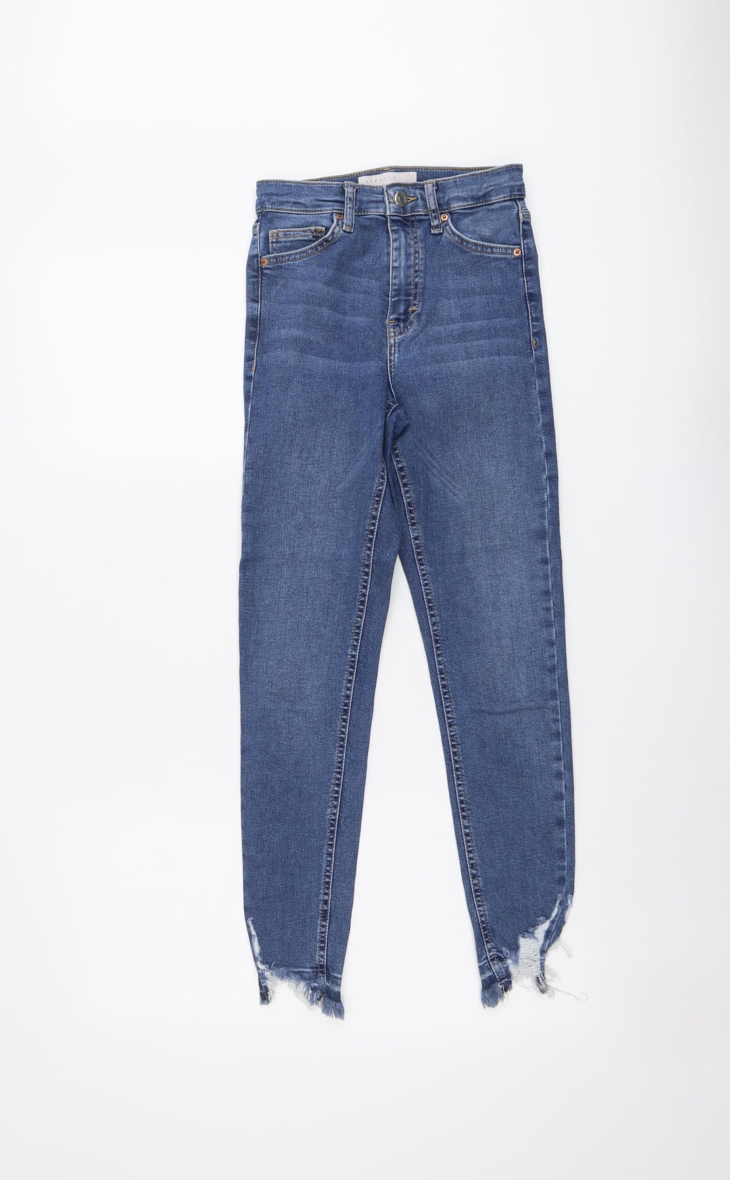 Topshop Womens Blue Cotton Straight Jeans Size 23 in L26 in Regular Button
