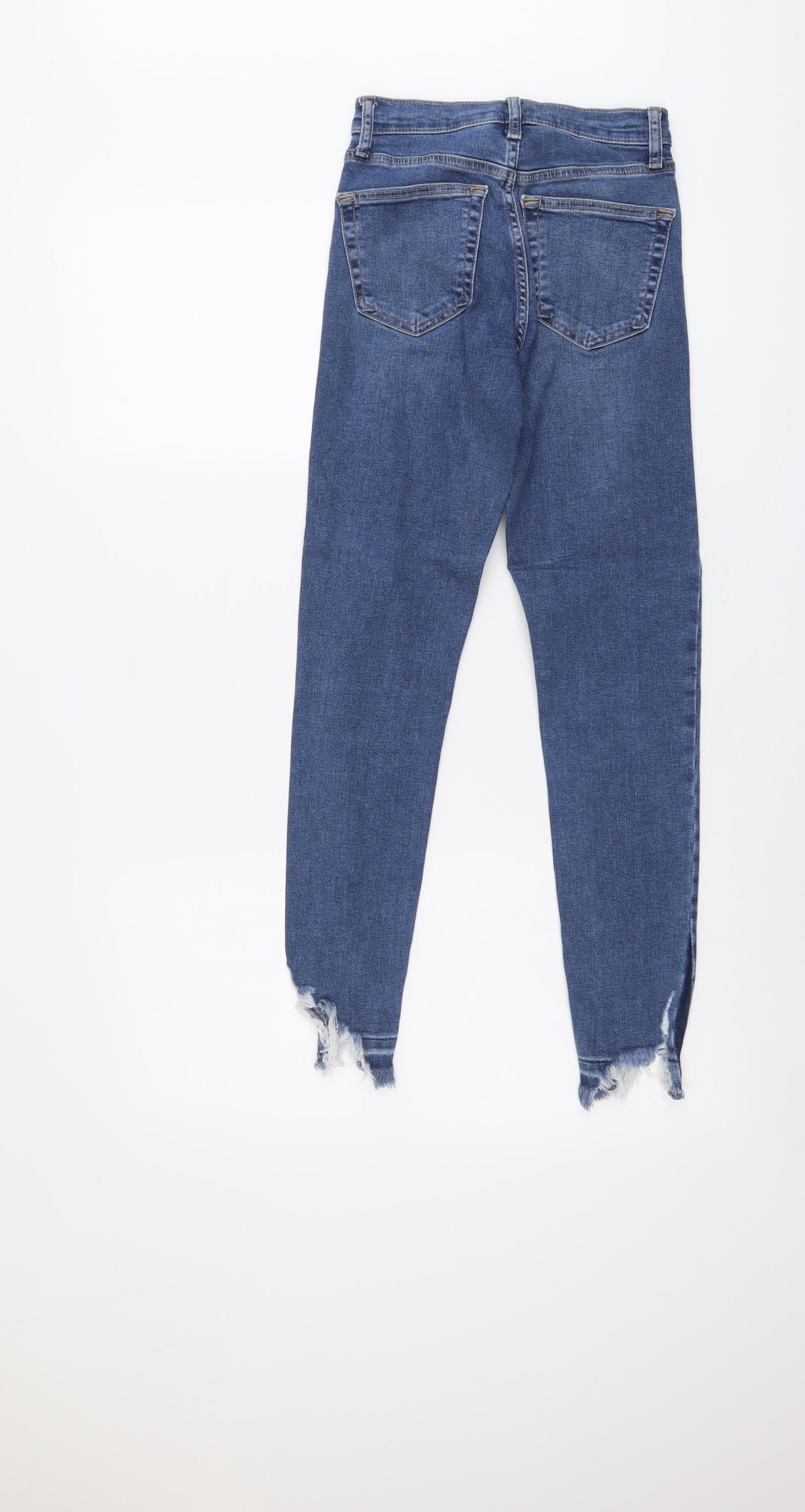 Topshop Womens Blue Cotton Straight Jeans Size 23 in L26 in Regular Button