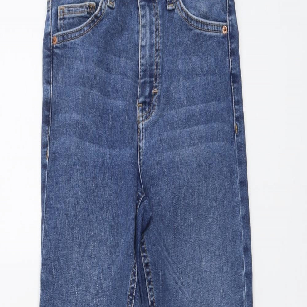 Topshop Womens Blue Cotton Straight Jeans Size 23 in L26 in Regular Button