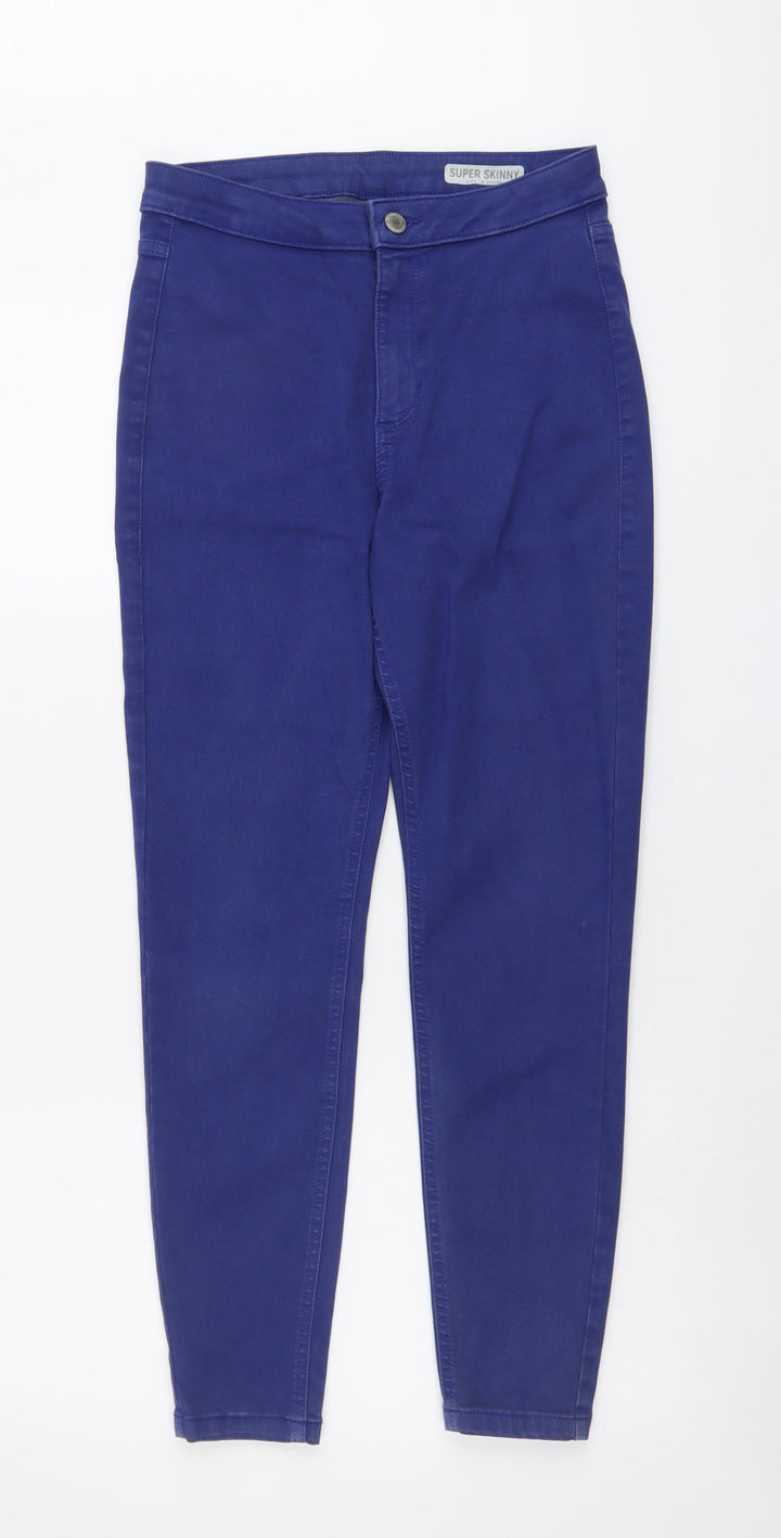 Marks and Spencer Womens Blue Cotton Skinny Jeans Size 10 L27 in Regular Button
