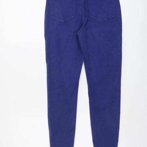 Marks and Spencer Womens Blue Cotton Skinny Jeans Size 10 L27 in Regular Button