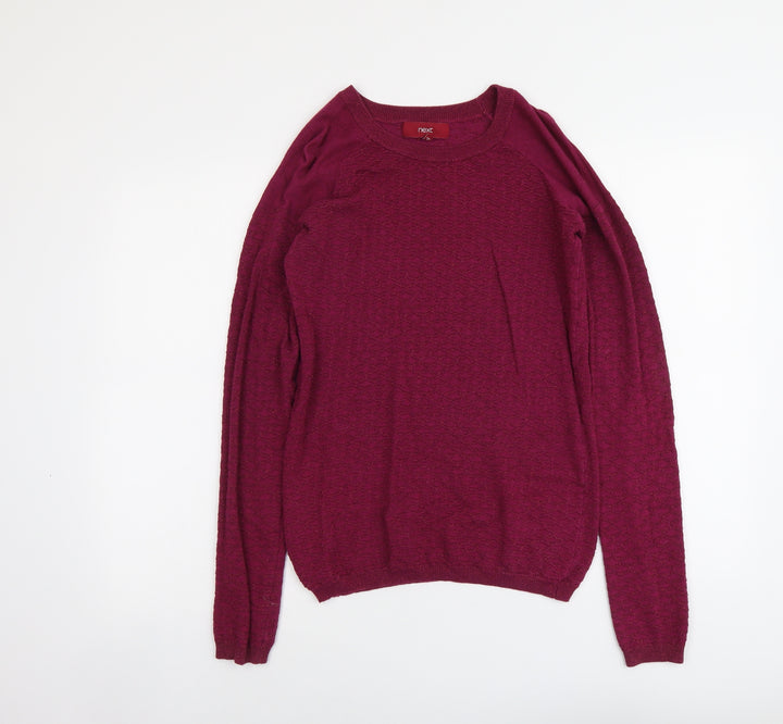 NEXT Womens Purple Boat Neck Cotton Pullover Jumper Size 8 - Textured