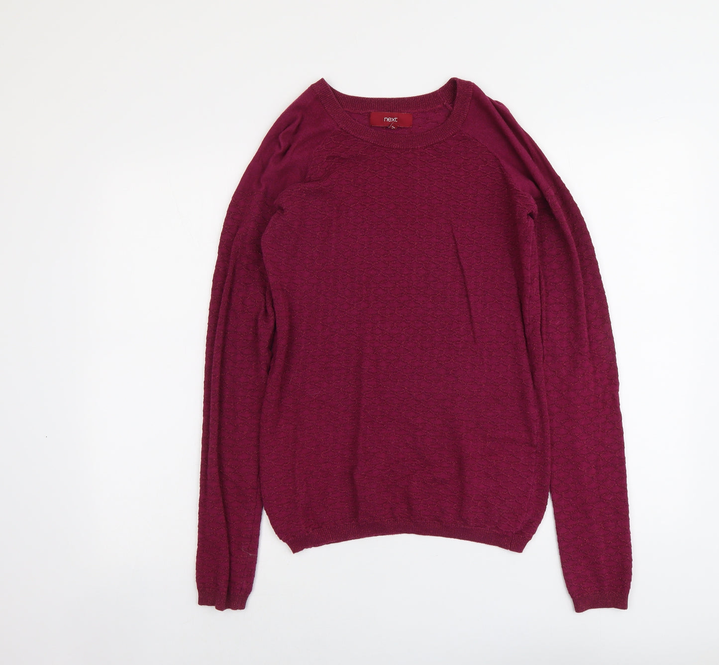 NEXT Womens Purple Boat Neck Cotton Pullover Jumper Size 8 - Textured