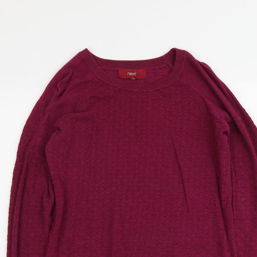 NEXT Womens Purple Boat Neck Cotton Pullover Jumper Size 8 - Textured