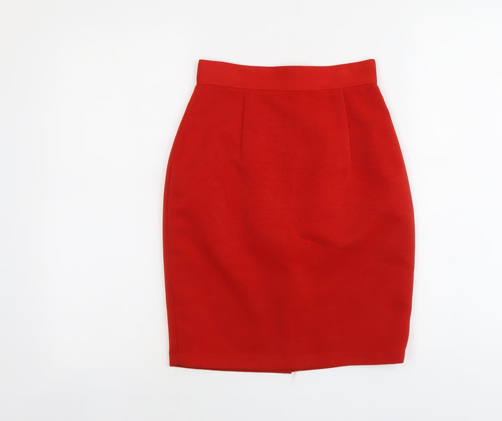 After Work Womens Red Polyester A-Line Skirt Size S Zip