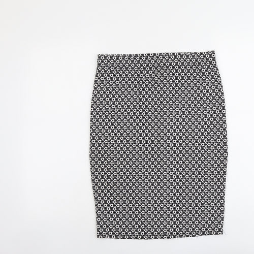 Woolworths Womens Black Floral Polyester A-Line Skirt Size M