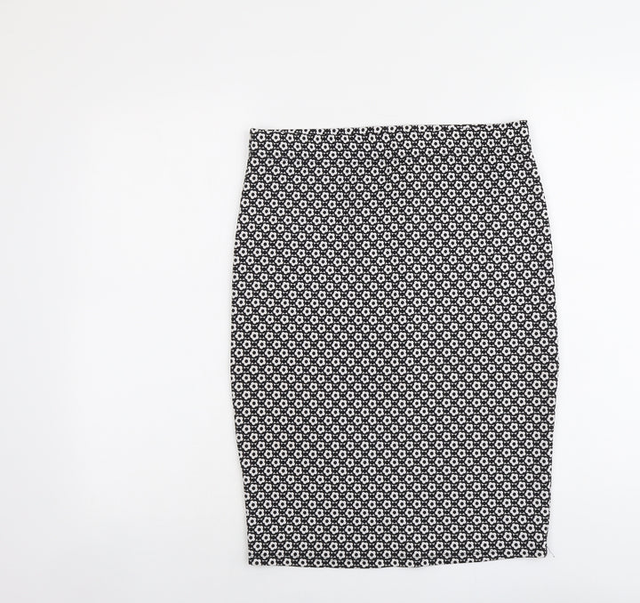 Woolworths Womens Black Floral Polyester A-Line Skirt Size M