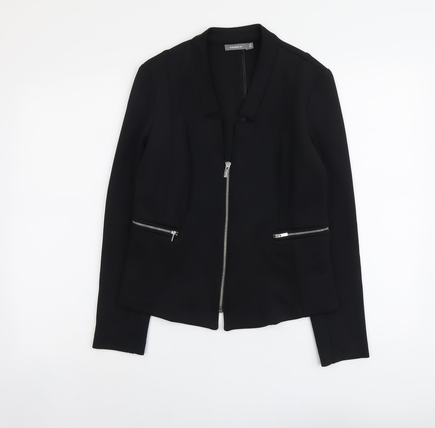 Woolworths Womens Black Jacket Blazer Size 14 Zip