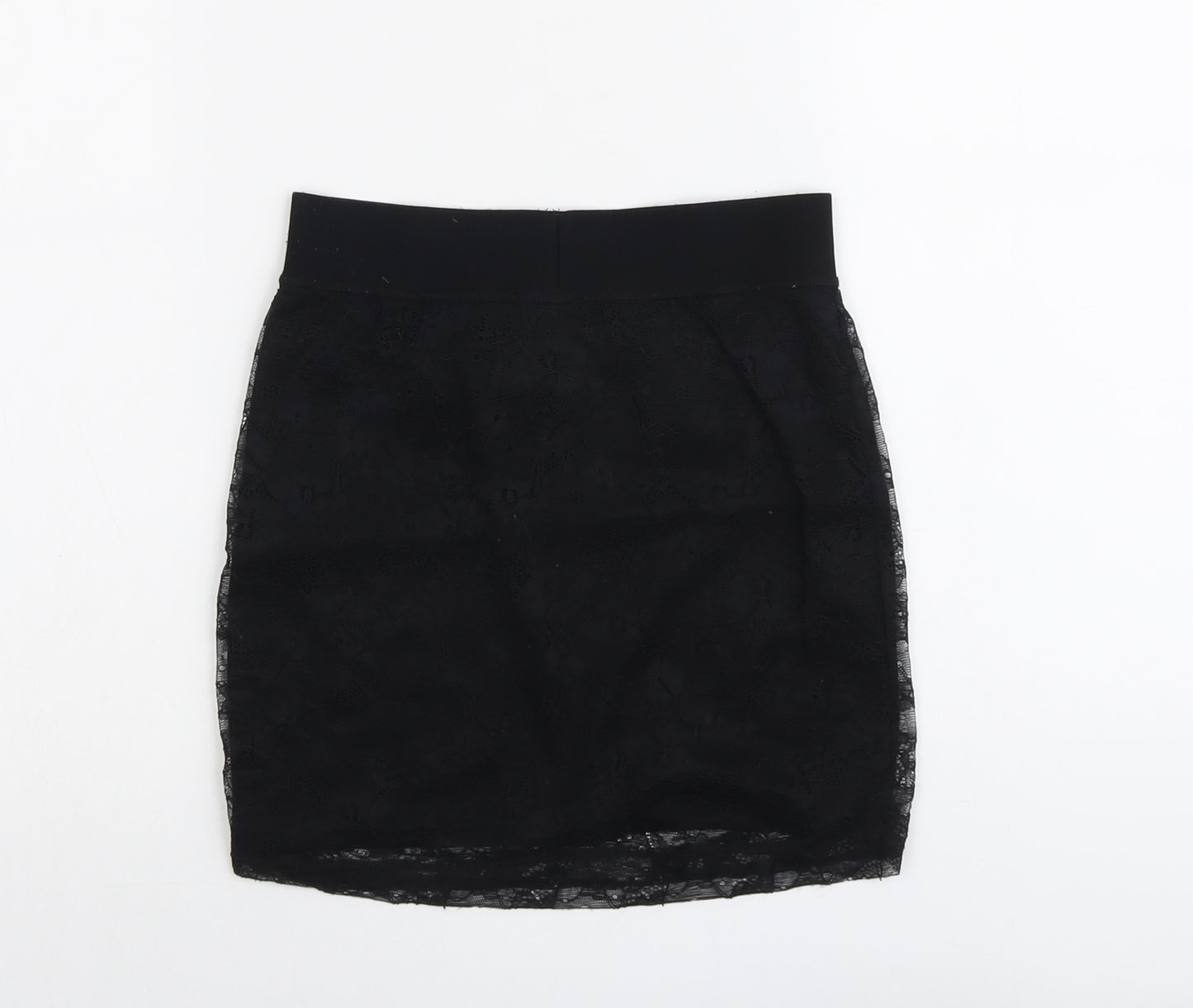 H&M Womens Black Geometric Polyamide A-Line Skirt Size 8