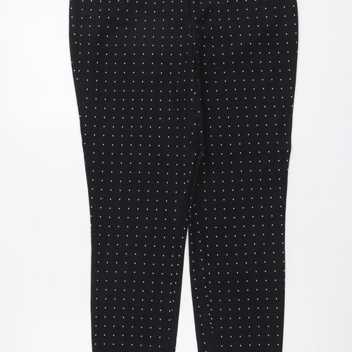 Katherine Barclay Womens Black Geometric Cotton Chino Trousers Size 12 L26 in Regular Button