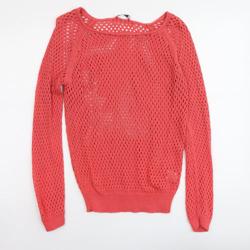Blue Motion Womens Pink Boat Neck Cotton Pullover Jumper Size M