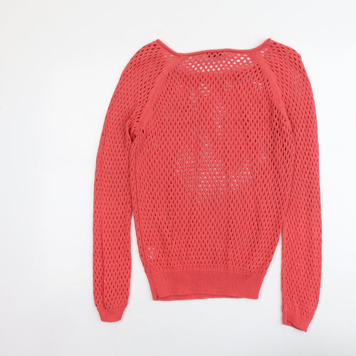 Blue Motion Womens Pink Boat Neck Cotton Pullover Jumper Size M