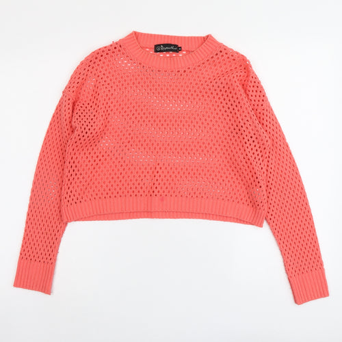 Republic Womens Pink Round Neck Acrylic Pullover Jumper Size 10