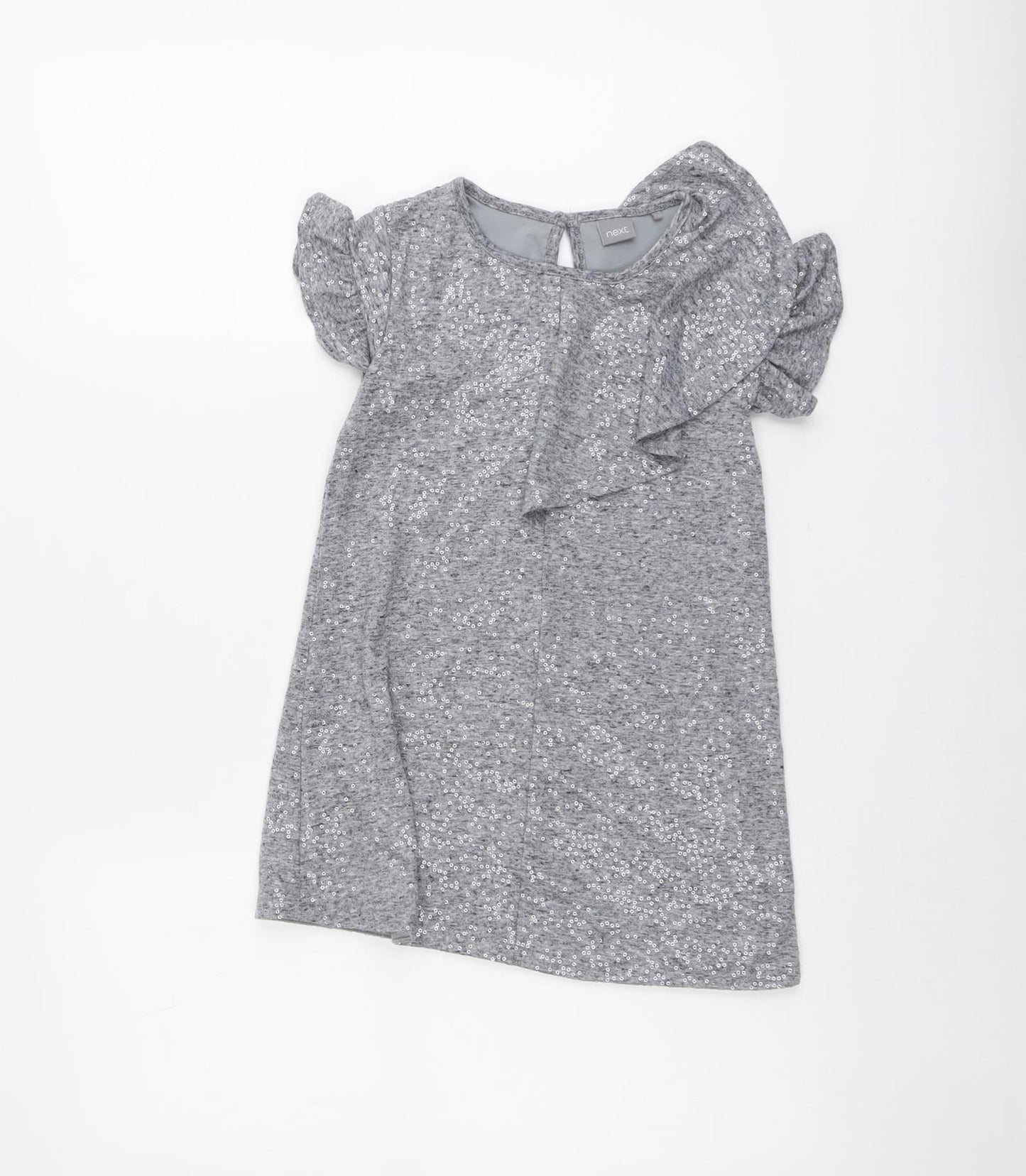 NEXT Girls Grey Polyester T-Shirt Dress Size 5 Years Boat Neck Pullover