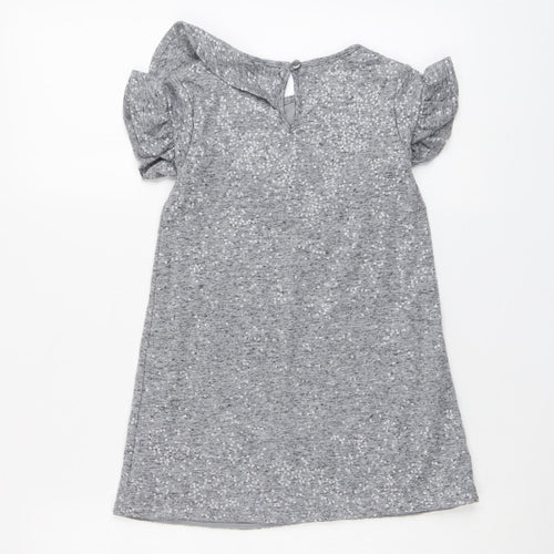 NEXT Girls Grey Polyester T-Shirt Dress Size 5 Years Boat Neck Pullover