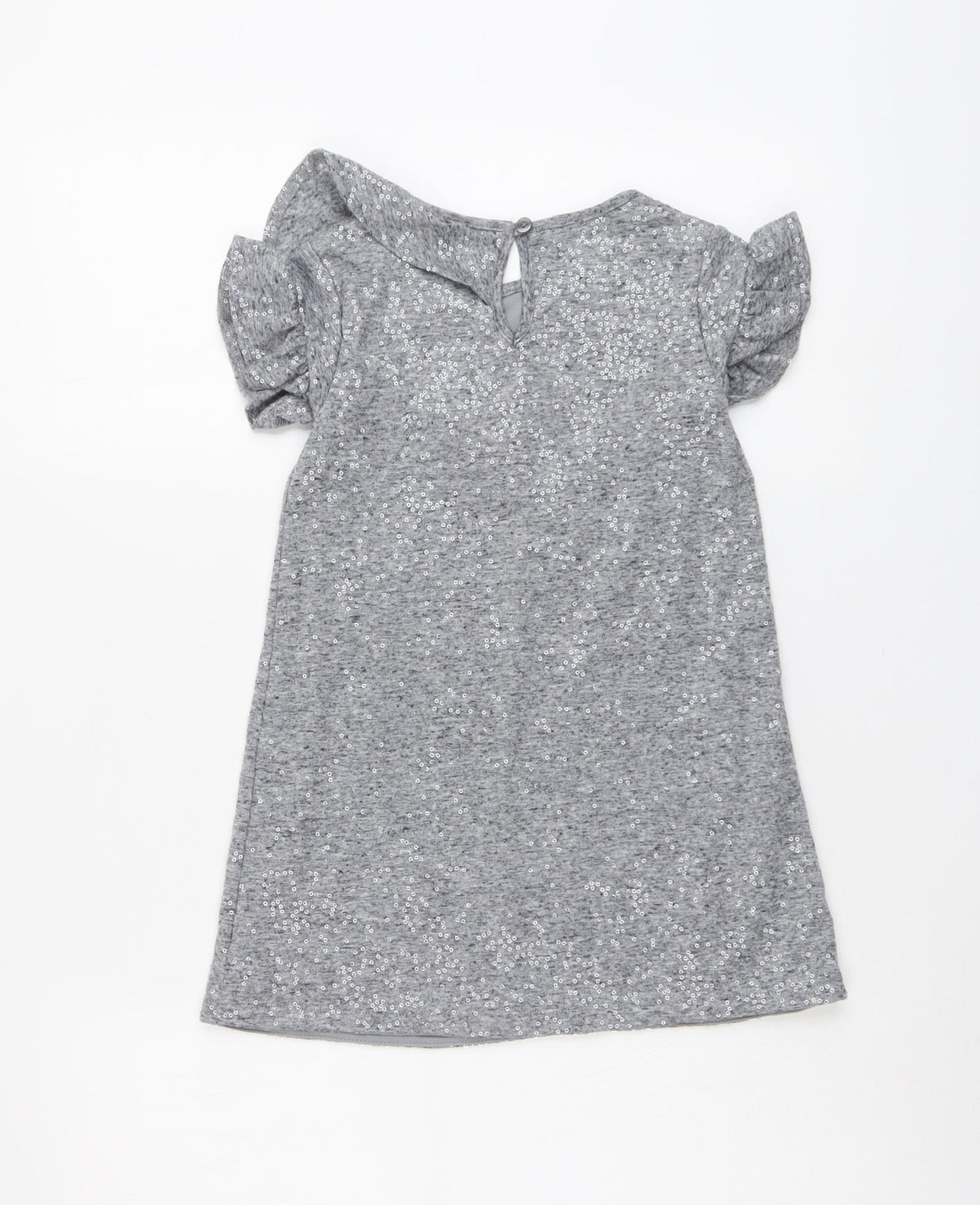 NEXT Girls Grey Polyester T-Shirt Dress Size 5 Years Boat Neck Pullover