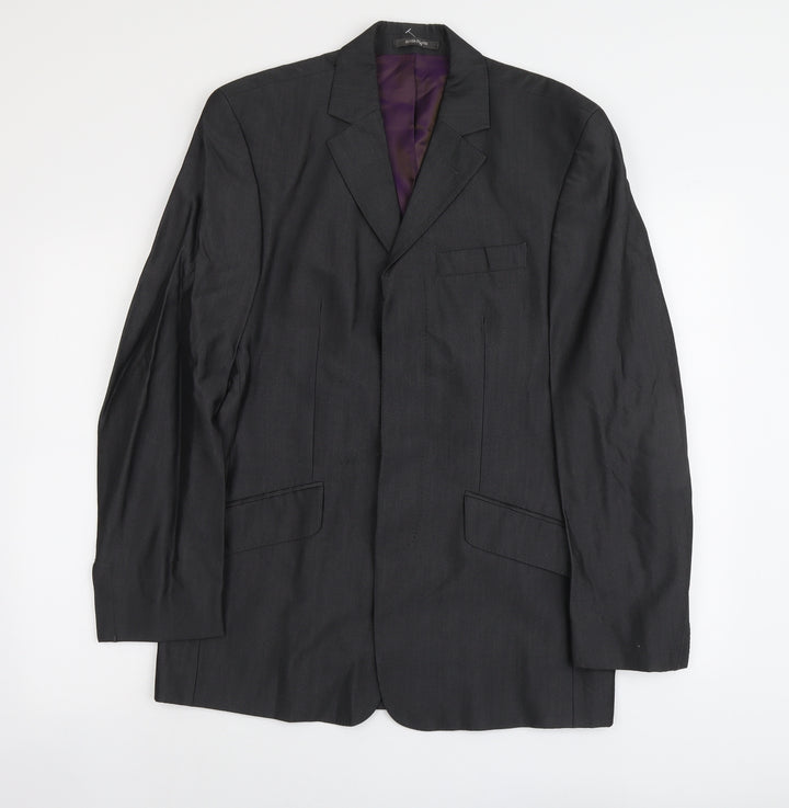 River Island Mens Grey Viscose Jacket Suit Jacket Size L Regular