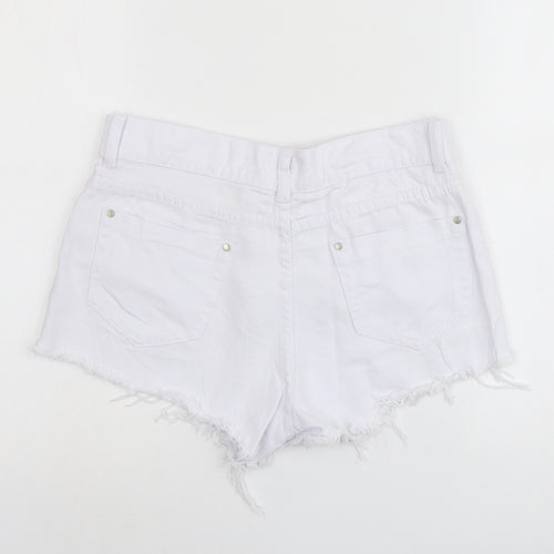 Denim Club Womens White Cotton Cut-Off Shorts Size 12 L3 in Regular Button - Distressed