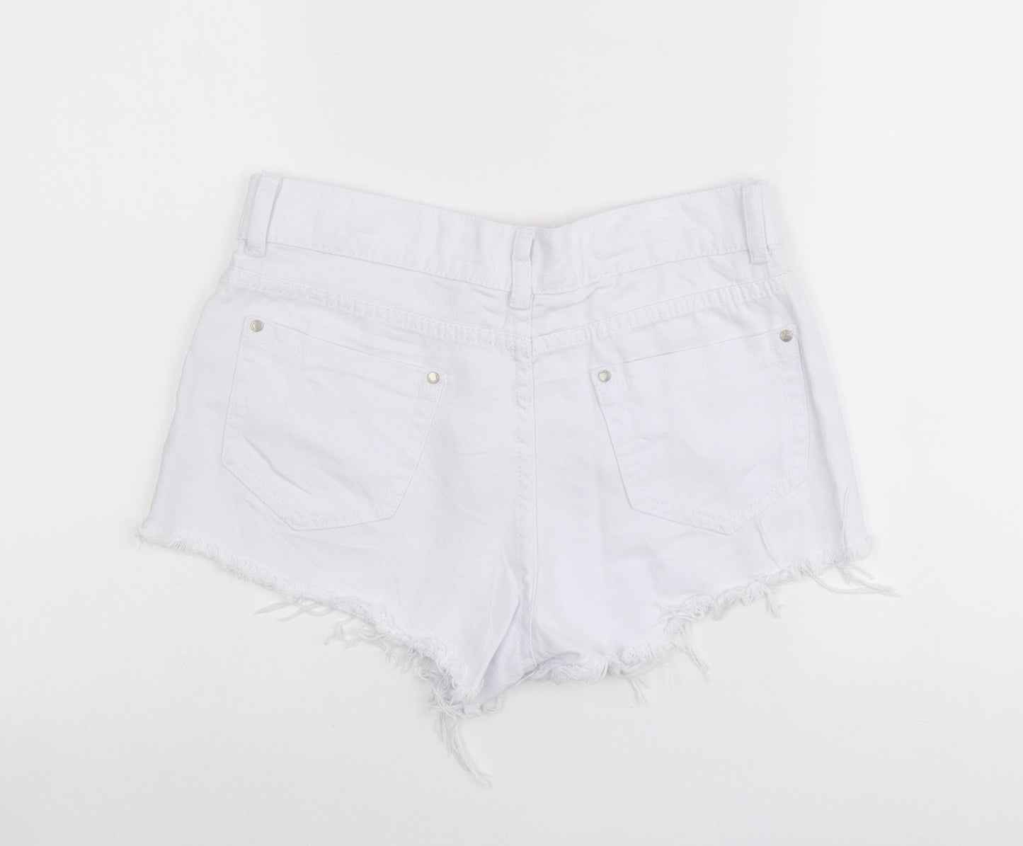 Denim Club Womens White Cotton Cut-Off Shorts Size 12 L3 in Regular Button - Distressed