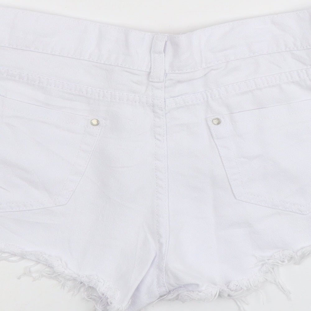 Denim Club Womens White Cotton Cut-Off Shorts Size 12 L3 in Regular Button - Distressed