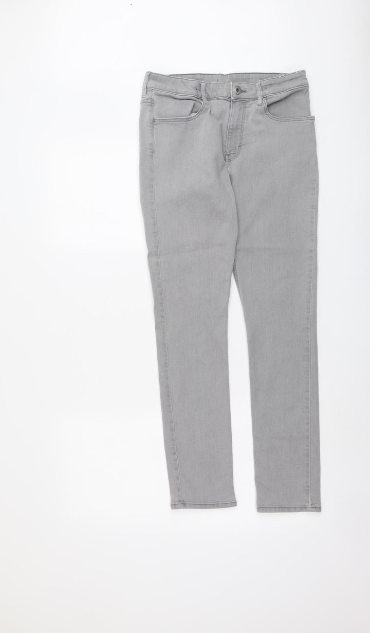 H&M Womens Grey Cotton Straight Jeans Size 28 in L29 in Regular Button