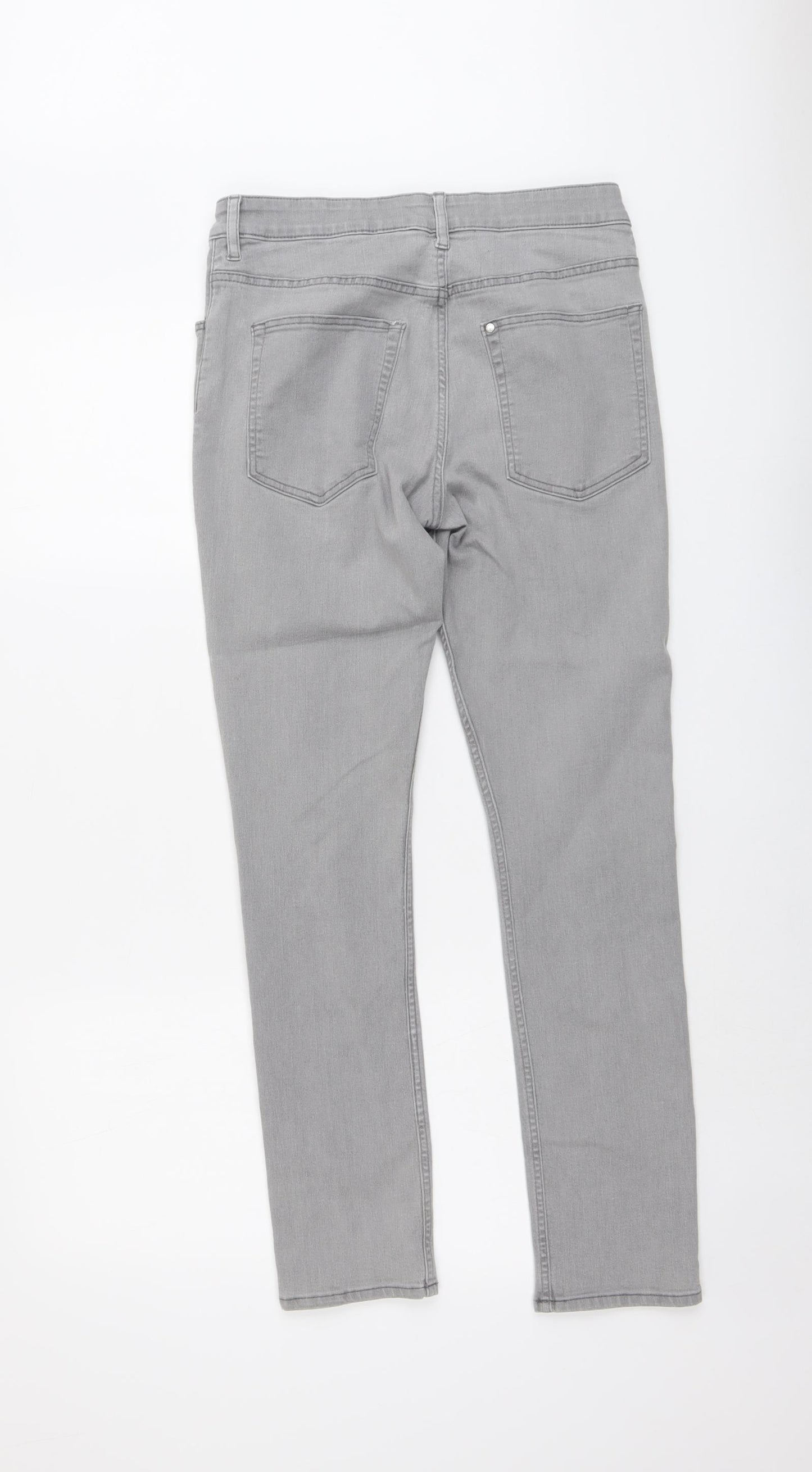 H&M Womens Grey Cotton Straight Jeans Size 28 in L29 in Regular Button